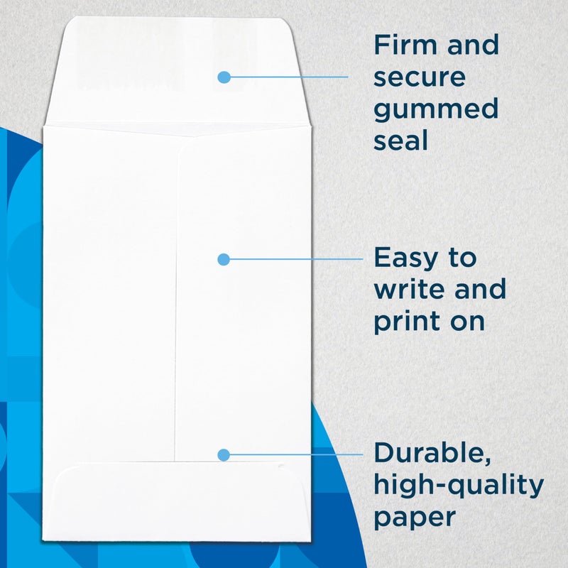 Guardian #1 Paper Coin Envelopes with Gummed Flaps, Pack of 50 Blank Small Envelopes for Gift Cards, Coins, Receipts, Stamps, Small Parts Storage, and More, 2 Â¼ Inches x 3 Â½ Inches, White - Image 5